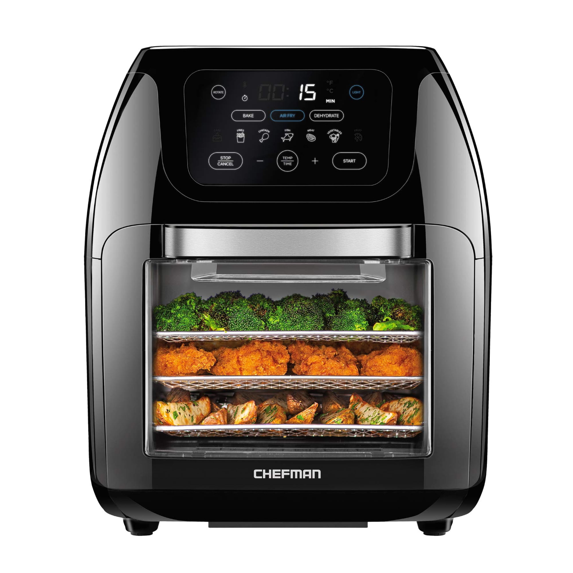 Asador Digital Multifuncional Air Fryer Chefman De 10 Litros, Color Negro