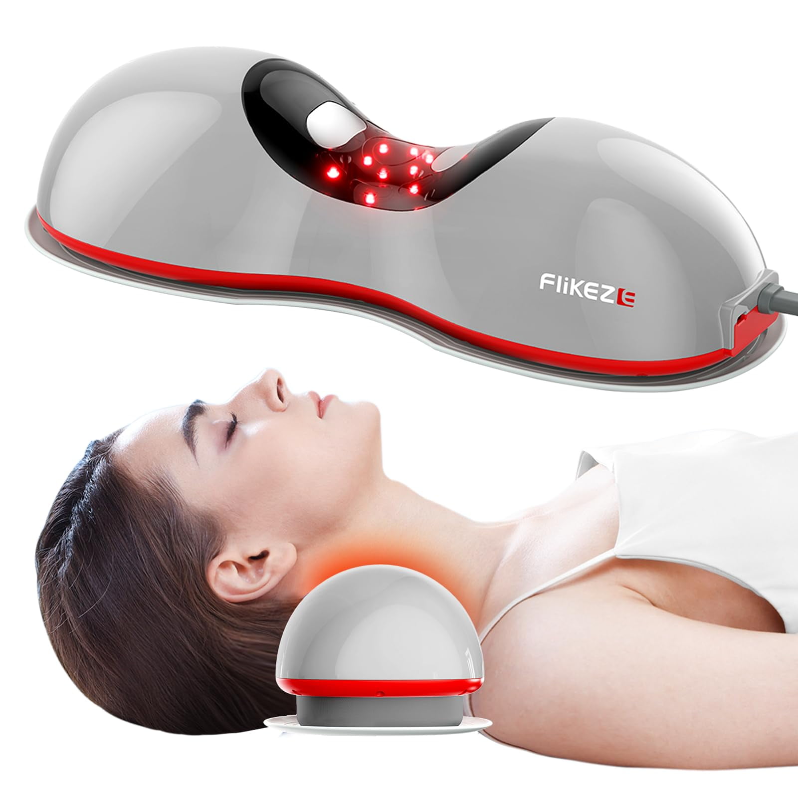 Masajeador Inalámbrico Con Luz Roja Y Calor Flikeze Para Estiramiento De Cuello