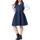 thumbnail image 4 of Vestido Pichi de Mezclilla para Mujer Talla Grande de Agnes Orinda, Cuello en V, Sin Mangas, Abotonado, Casual, con Bolsillos, 1X Azul Oscuro, 4 of 6