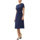 thumbnail image 2 of Vestido de verano para mujeres, casual de trabajo, manga corta, cuello redondo, línea A, vestidos fluidos con cinturón XS azul marino, 2 of 6