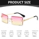 thumbnail image 2 of 3 pares de gafas de sol rectangulares sin montura, tintadas, vintage, transparentes, rectangulares, estilo Y2K, para mujeres y hombres., 2 of 5