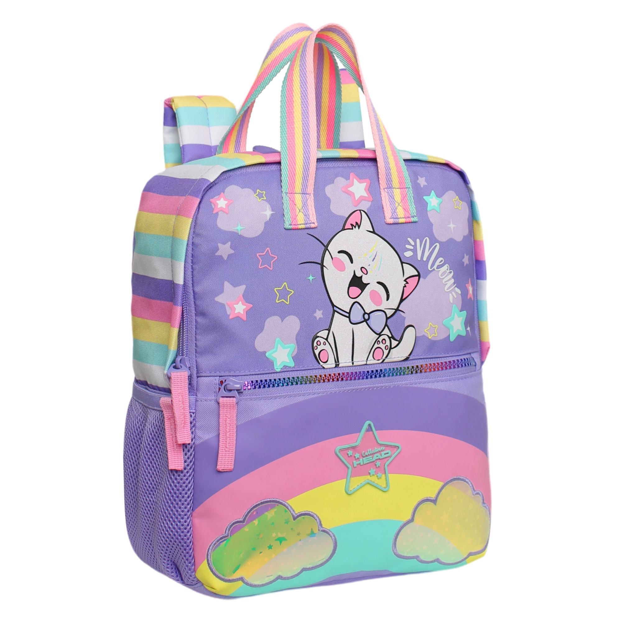 Mochila Infantil Niña Pepa Cat Rainbow Lila Head