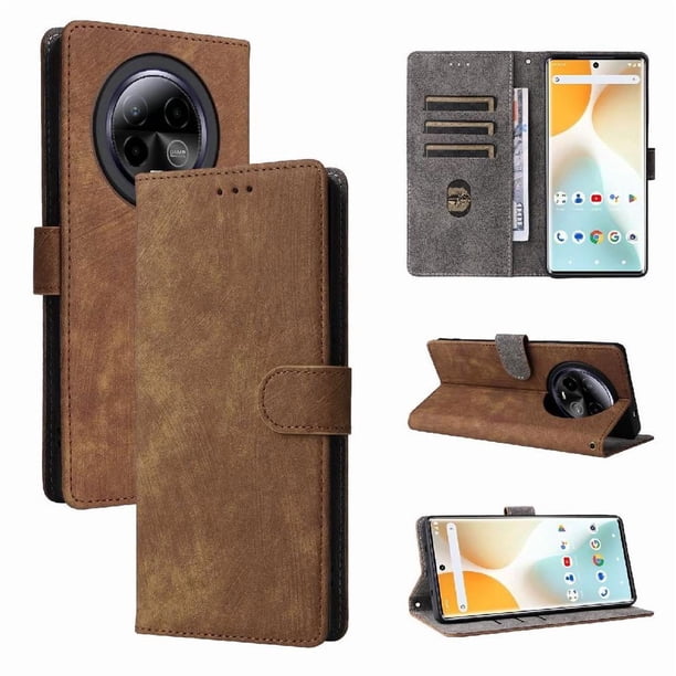 Funda Billetera para BLU Bold K50 con Soporte - Cartera de Cuero con Ranuras Marrón