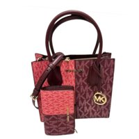 Cartera Michael Kors Medium Twotone Logo Crossbody And Bifold Wallet Set Oxblood Multi