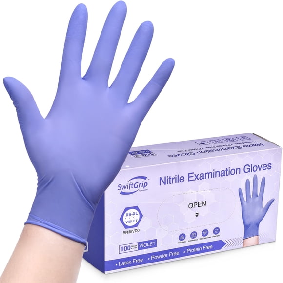 Guantes desechables de nitrilo para exámenes SwiftGrip EN35V Violet XS