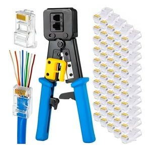 Master Prox - Crimpeadora Ez Rj45 +50 Conector Cat6 Prensa Anticorte
