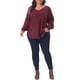 thumbnail image 2 of Agnes Orinda Conjuntos de Halloween para Mujeres Tallas Grandes Blusas Túnica Cuello en V Manga Larga Globo Decoración de Botones Plisada Elegante Blusa 3X Rojo, 2 of 6