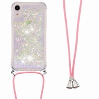 Funda Foxdock Para Iphone Xr Con Cuerda Ajustable, Brillo Líquido, Protección Antigolpes Y Lente – Ideal Para Regalo