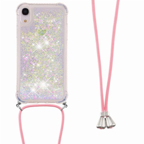 Funda Foxdock Para Iphone Xr Con Cuerda Ajustable, Brillo Líquido, Protección Antigolpes Y Lente – Ideal Para Regalo