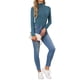 thumbnail image 2 of INSPIRE CHIC Camiseta de Mujer de Cuello Alto de Manga Larga, Viscosa Suave, Ajuste Ceñido, Básica, Elástica, para Superponer, Azul Oscuro Medio, 2 of 6