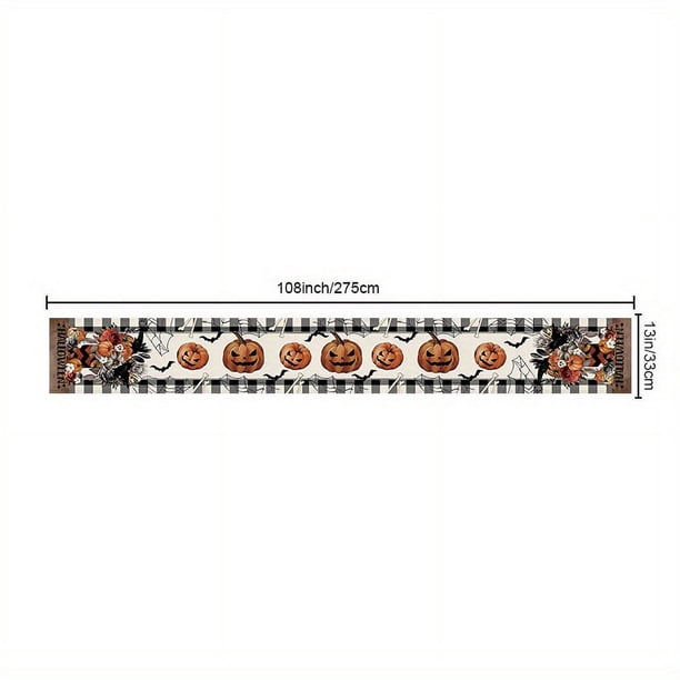 1pc, Halloween Pumpkin Bat Table Runner - Polyester Fabric Desktop Decoration for Home Decor