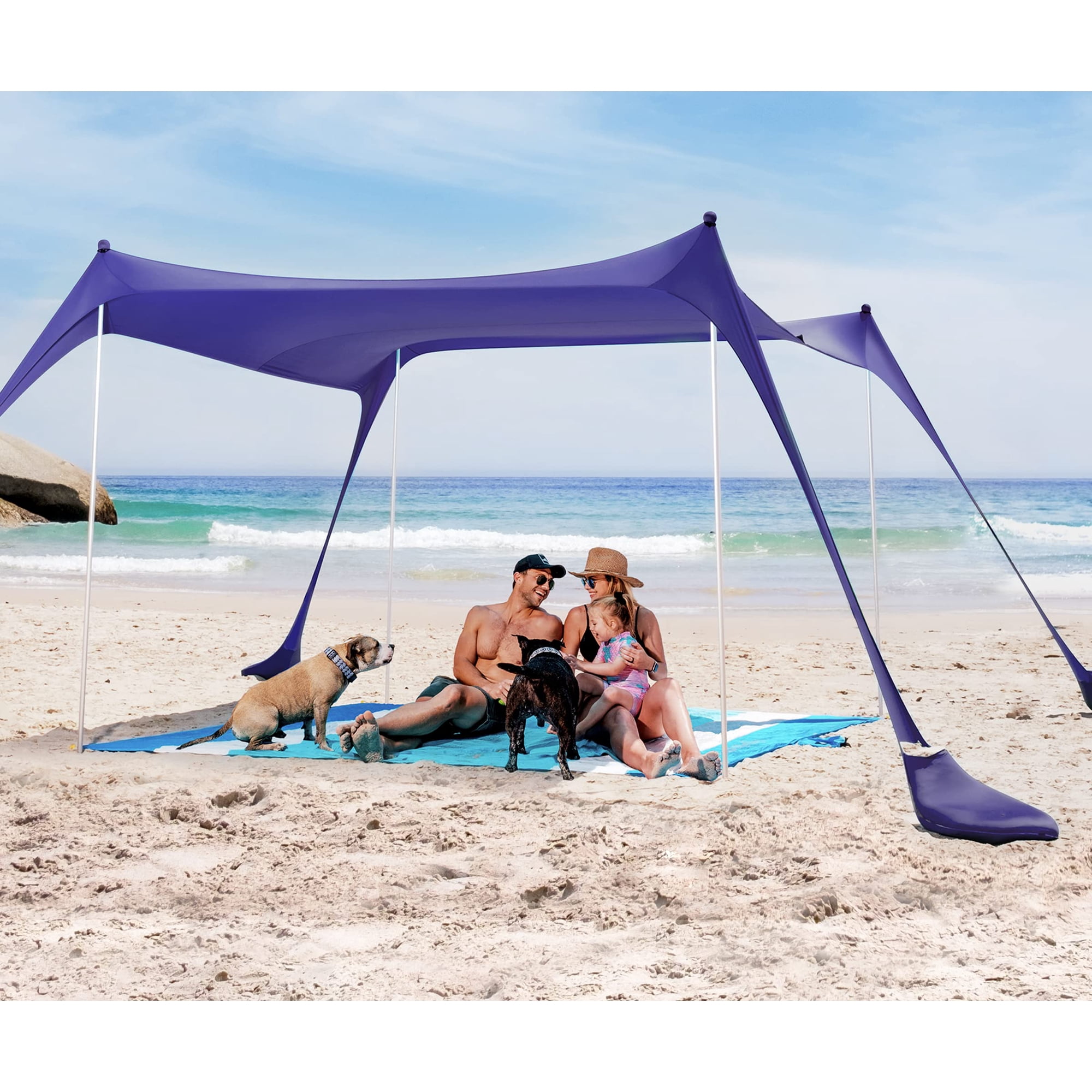 Carpa De Playa Sun Ninja, Protector Solar Desplegable Upf50+ Con Accesorios