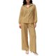 thumbnail image 1 of INSPIRE CHIC Conjunto de 2 Piezas para Mujer Ajuste Regular Camisa de Manga Larga con Hombro Caído y Botones Pantalones Casuales de Pierna Ancha para Trabajo Talla XX Grande Caqui, 1 of 5