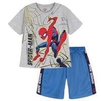 Conjunto De Remera Y Shorts Para Niños Marvel Spider-Man Gris Y Azul Talle 6