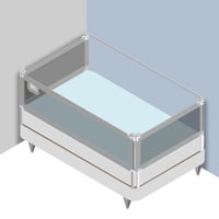 Bebe Sure - 3 Barandas Gris Para Cama Queen 160X190X160 Cm+ Soporte Lateral Altura Colchón Hasta 27 Cm