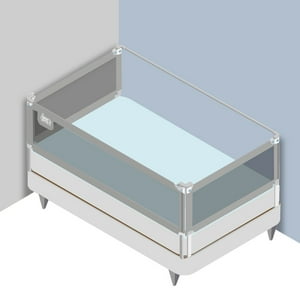 Bebe Sure - 3 Barandas Para Cama 1 Plaza 90X190X90 Cm + Soporte Lateral 190Cm Altura Colchón Hasta 27 Cm