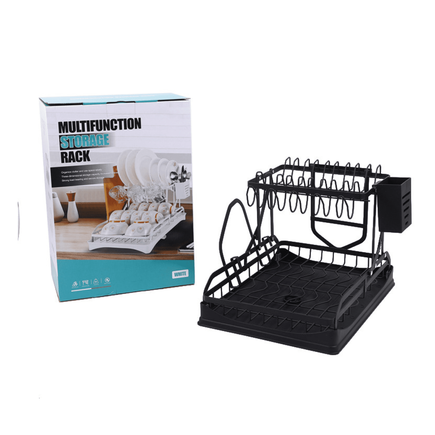 Genérico - Escurridor Secador De Platos Y Vasos 2 Niveles Vajillas Negro