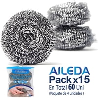 Set 4 Virutilla Aileda Esponja De Acero Para Olla Y Cocina (En Total 60 Unidades)