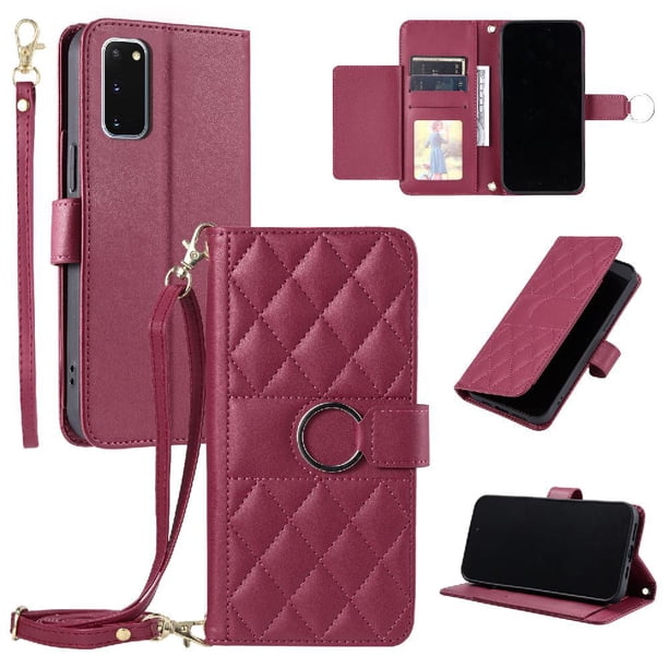 Funda tipo billetera FOXDOCK para Samsung Galaxy S20 – Tapa abatible con correa para mujer
