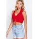 thumbnail image 1 of Suéter de Punto Corto con Cuello Halter Fruncido, Rojo Brillante, Talla S, 1 of 5