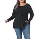 thumbnail image 1 of Agnes Orinda Disfraces de Halloween para Mujeres Talla Grande Camiseta con Cuello Redondo Plisado de Manga Larga Blusa Suave y Casual 3X Negro, 1 of 6