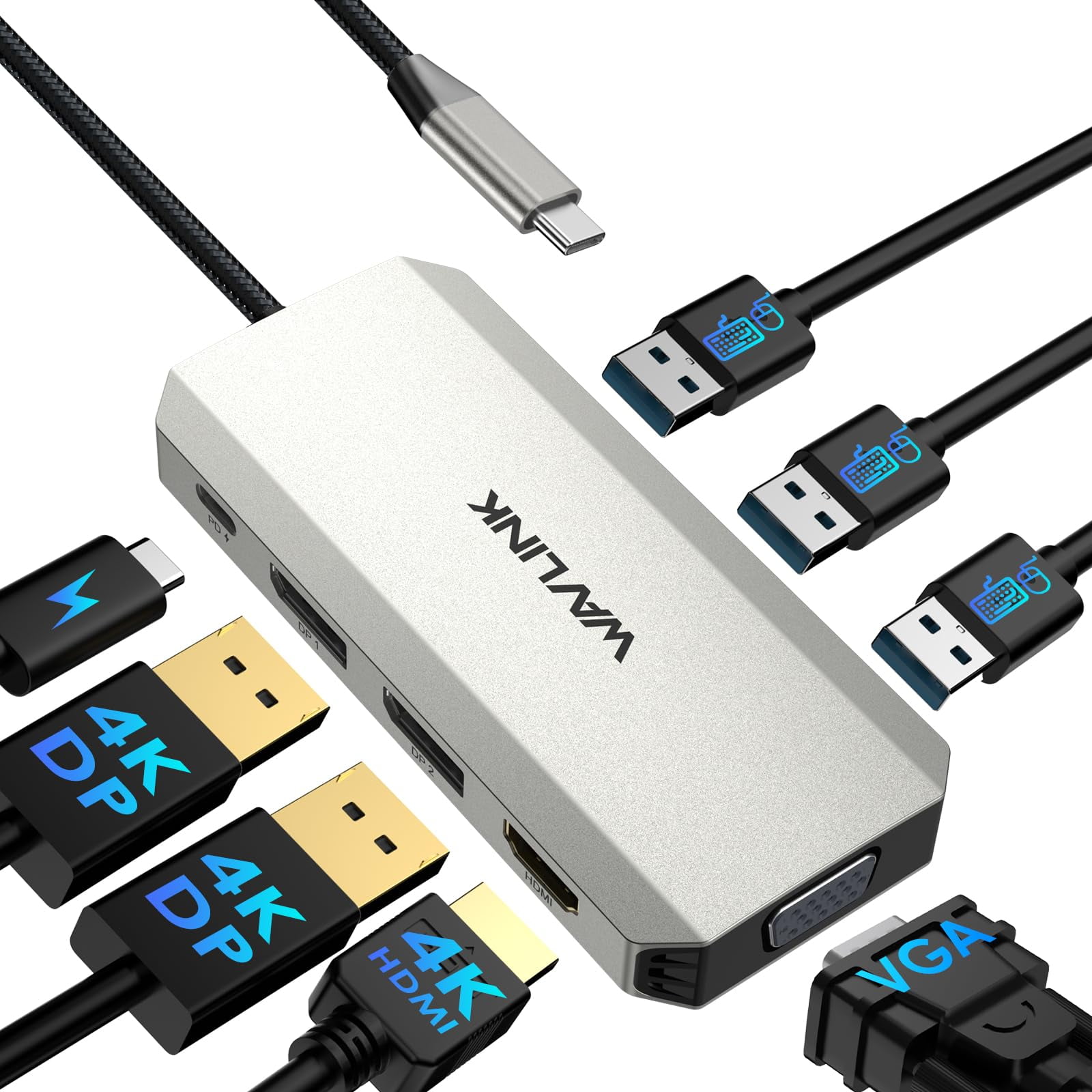 Estación De Acoplamiento Para Portátil Con Monitor Cuádruple Wavlink Con Pd De 100 W