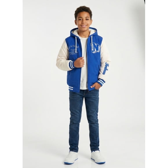 Chaqueta Varsity Bomber Acolchada Capucha Urbana Desmontable