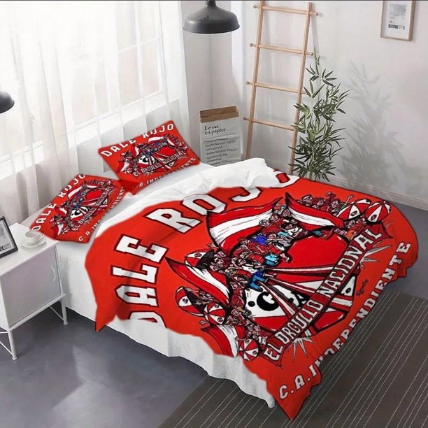 3pcs Riverbed Team Fan And Logo Illustration Duvet Cover Set - Soft Duvet Cover And Pillowcases Suitable for All Seasons