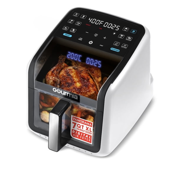 Freidora Gourmia FryForce de 7 litros, 360°, 1500 W, 12 ajustes preestablecidos, color blanco
