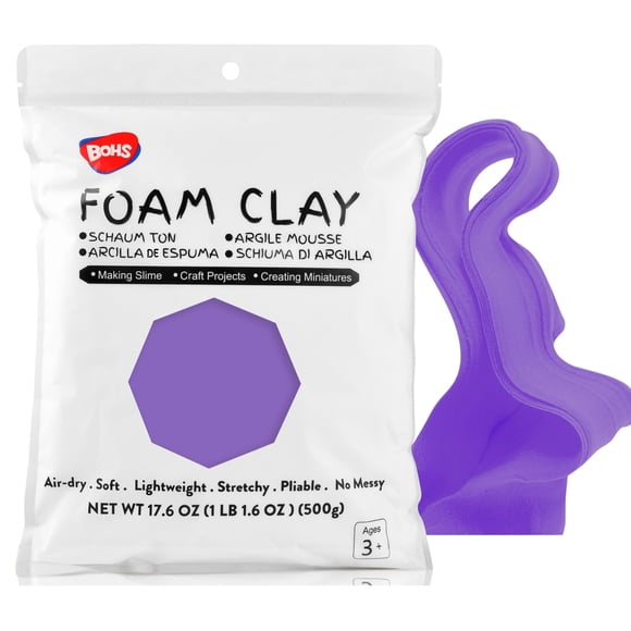 Espuma de arcilla para esculpir, BOHS, violeta, 500 g, seca al aire, suave