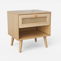 Relan - Velador Con Rattan Top Living Jakarta Con Cajón Y Estante