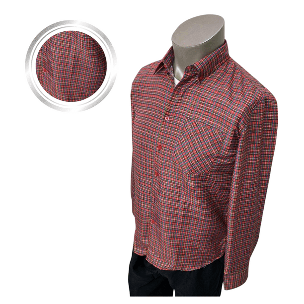 Camisa Cuadrille Para Traje Huaso Hombre Fiestas Patrias Rojo / Negro