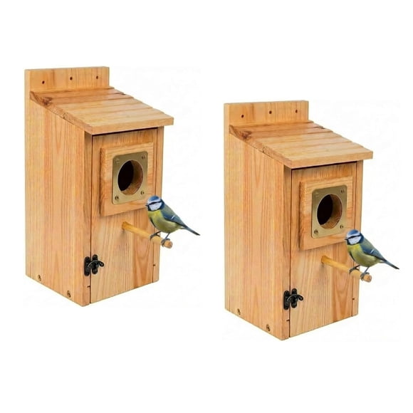 Casas para Pájaros KraAra 2 Unidades 12 cm × 10,5 cm Madera de Pino