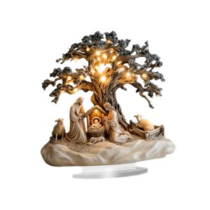 Magideal - Nacimiento Escena Decorativa Figura Acrílica Navideña Ornamento Religioso Tradicional Centro Mesa Resistente Al Agua Adecuada Para Regalar Decoración 25 Cm X 25 Cm