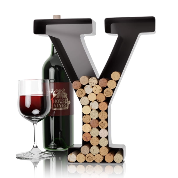 Soporte de corcho para vino HouseVines, metal, con monograma y letras, decoración artística