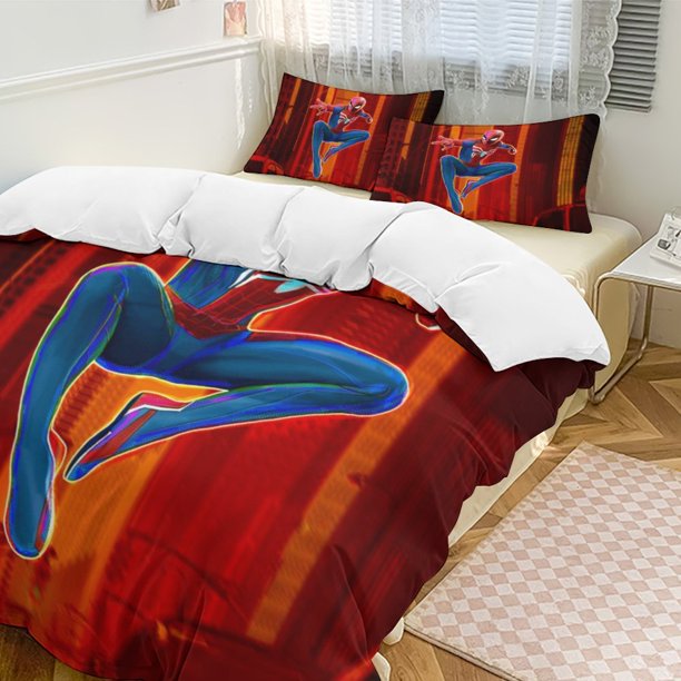 Spider-Man Bedding Comforter Sets 3-Piece Bedding Set Soft Warm Bed Set for Bedroom All Season