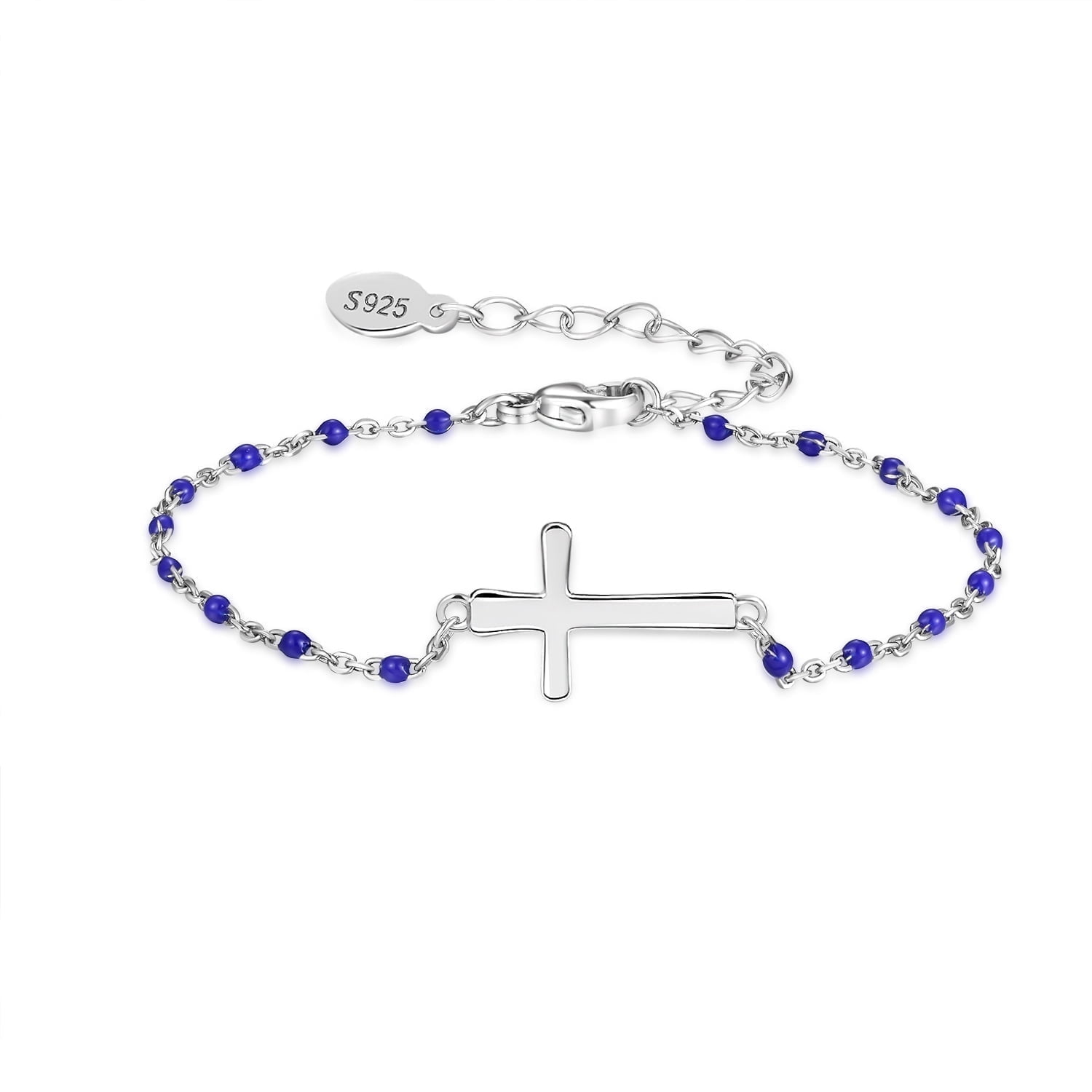 Pulsera Heshpaws S925 Sterling Silver Cross Ajustable Plata