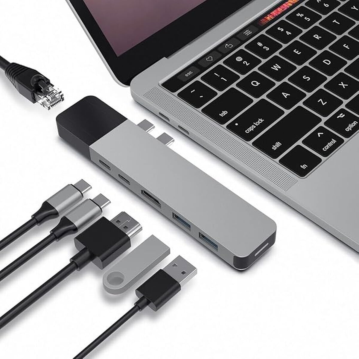 Hub Usbc Hyperdrive Net Gris Espacial Para Macbook Pro
