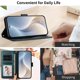 thumbnail image 5 of Funda de Cuero Tipo Billetera para Apple iPhone 17e / 16e 6.1", con Tarjetero, Correa para Muñeca, Soporte a Prueba de Golpes con Relieve de Patrón Feliz, Verde, 5 of 8