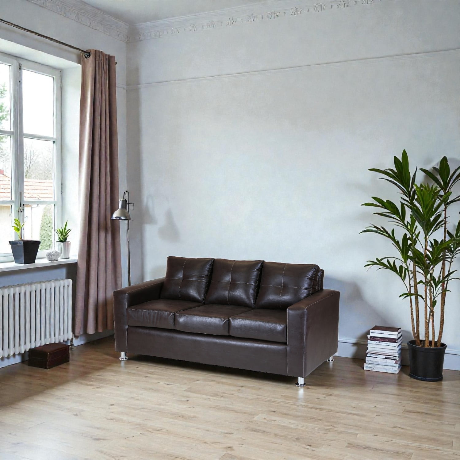 Muebles Altiro - Sofá Asiria 3 Cuerpos - Cuero Sintetico Pu Café