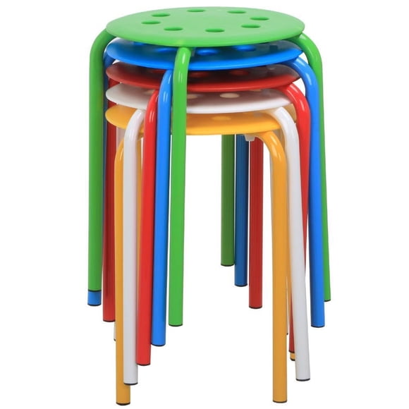 Taburetes de bar apilables Yaheetech de plástico de 44 cm, paquete de 5