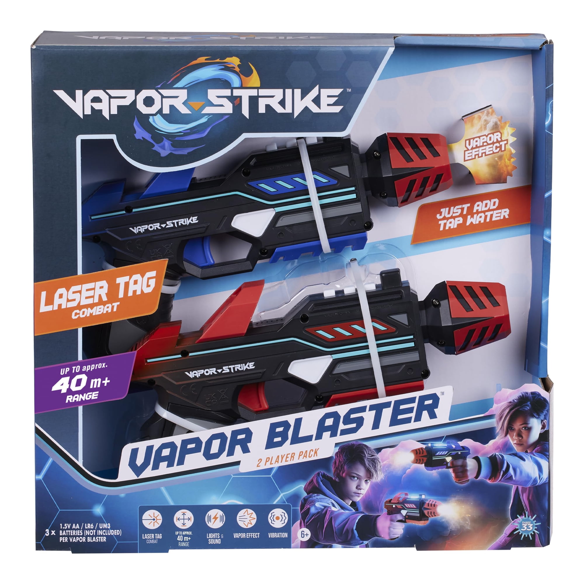 Paquete Laser Tag Vapor Strike Vapor Blasters Para 2 Jugadores Con Efectos