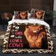 thumbnail image 1 of Cow Yak Girls Quilt Duvet Cover Set Kids Soft Doona Cover Super Bed Linen3-Piece Bedding Set, 1 of 5