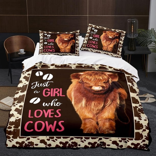 Cow Yak Girls Quilt Duvet Cover Set Kids Soft Doona Cover Super Bed Linen3-Piece Bedding Set