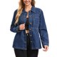 thumbnail image 1 of INSPIRE CHIC Chaquetas de Mezclilla para Mujer Desgastadas con Botones y Mangas Largas Chaqueta de Jean Moderna con Bolsillos S Azul Oscuro, 1 of 6