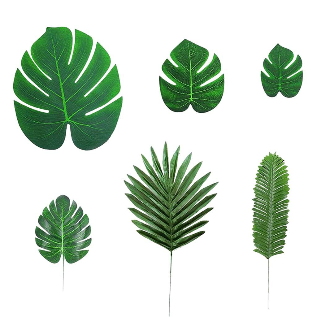 Magideal - Hojas Artificiales Verdor Hojas De Monstera De Imitación Dorada Hoja De Plantas Con Tallos Para Luau Party Beach Decoración De , 84Pcs