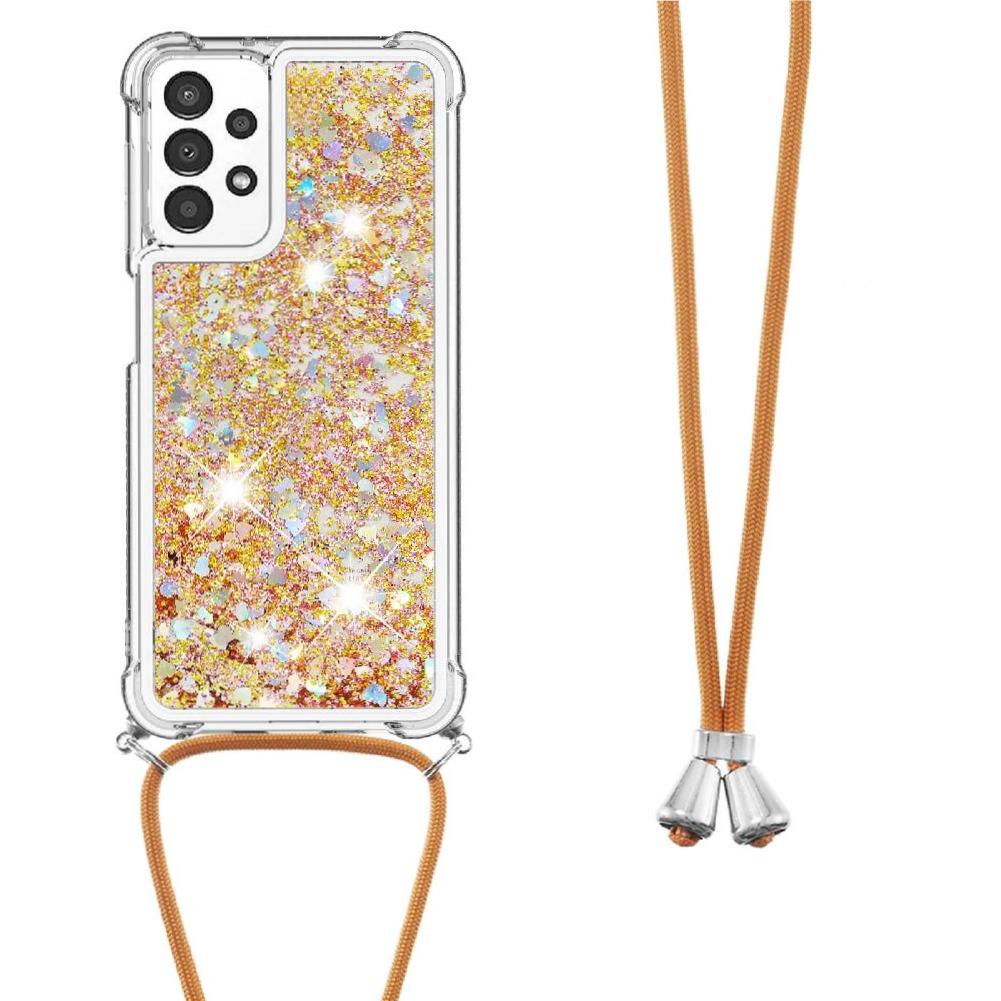 Funda Foxdock Para Samsung Galaxy A13 4G Con Cuerda Ajustable, Brillo Líquido, Protección Antigolpes Y Lente – Ideal Para Regalo