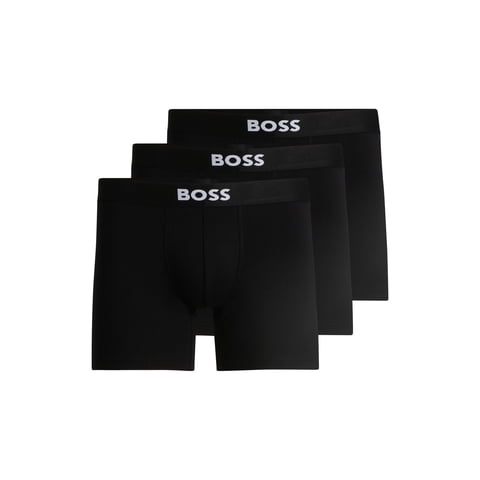 Boxer Brief Boss Logo Icon, Paquete De 3 Unidades, Para Hombre, Color Negro Y Carbono