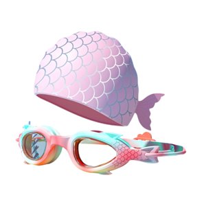 Ioensy - Gafas De Natación De Sirena Con Gorro Ajustables Para Niños Y Niñas, Color Rosa