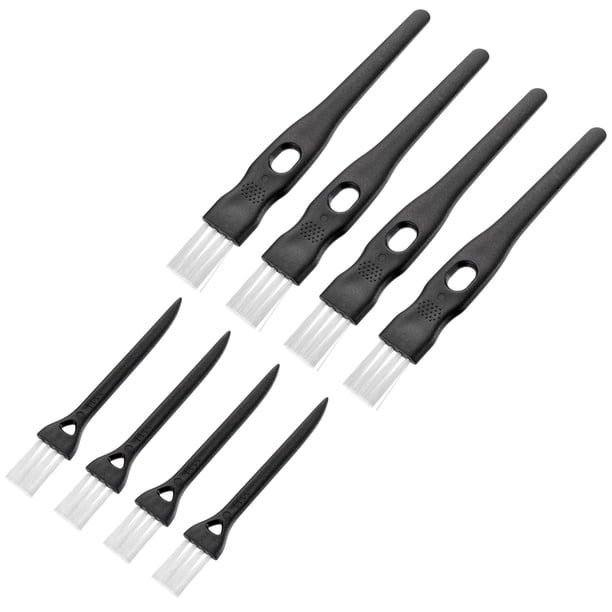 Uxcell Cepillo de Limpieza para Afeitadora con Mango Negro y Cerdas de Nylon Blancas 2 Tamaños, 8 Unidades